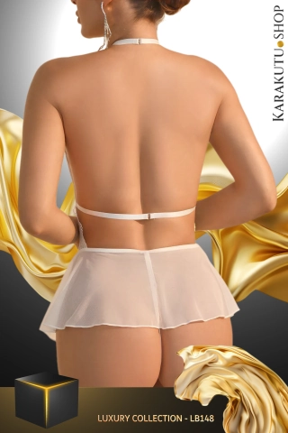 Beyaz Dantelli Tül Etekli Fantazi Babydoll - LB148