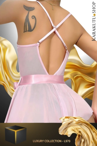 Pembe Dantelli Etekli Fantazi Gecelik - L970